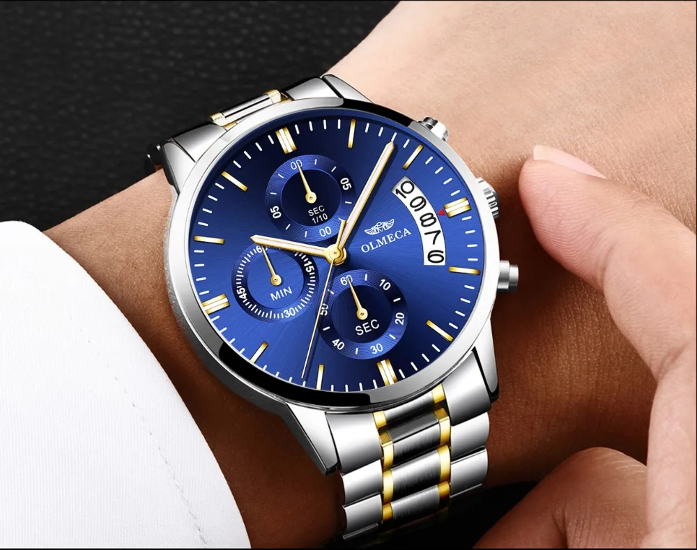Часы мужские Кварцевые водонепроницаемые из нержавеющей стали с