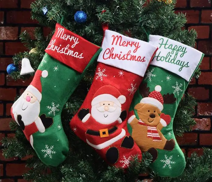 New Christmas stockings, Christmas decorations, old elk, Christmas gift, gift bag, candy bag pendant