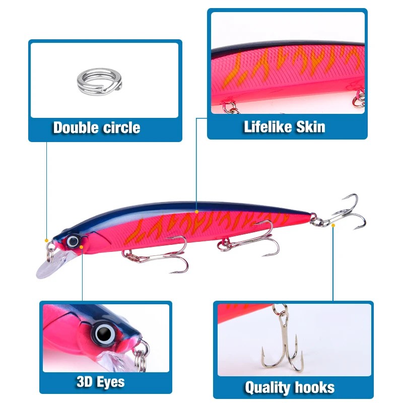 SEAPESCA Рыболовная Приманка Minnow 14 см 18 3 г жесткая Crankbait с рыболовными крючками