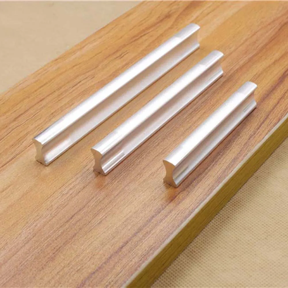 Modern Aluminium Alloy Drawer Cabinet Handles Knobs kitchen Dresser Pull Handle 64mm 96mm 128mm Furniture Hardware Accessories |