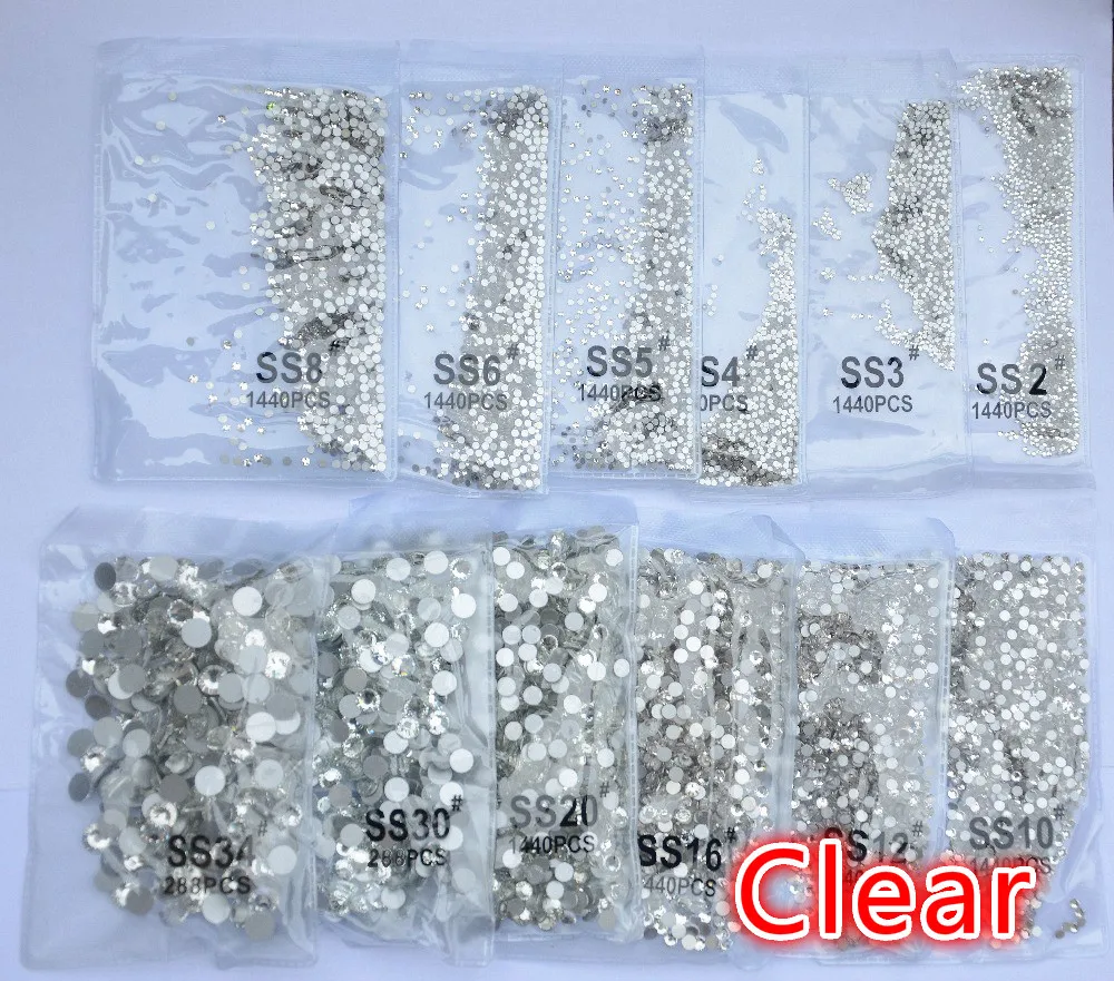 Супер Блестящий ss3 ss50 Кристальные бусины с плоской задней частью не исправленный