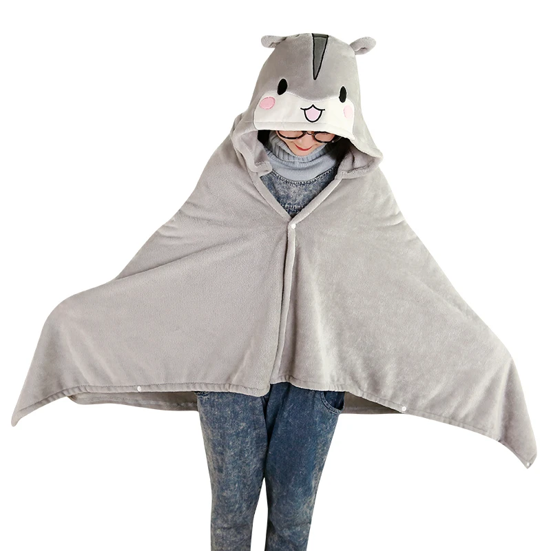 

Gray Color Style Lovely Hamster Plush Blanket Cloak Anime Soft Hoodie Pajamas Animal Blanket Warm Cloak Kids Birthday Gift