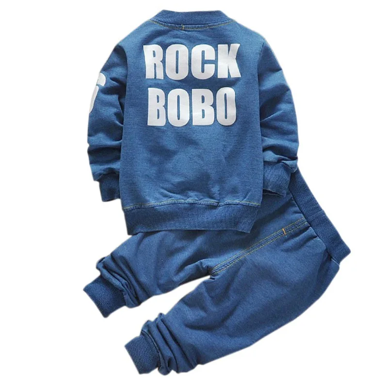 2pcs/set Children Clothing Cartoon Long and Trousers Sets Cowboy long sleeve sets dark blue Cotton For 1-4T | Детская одежда и