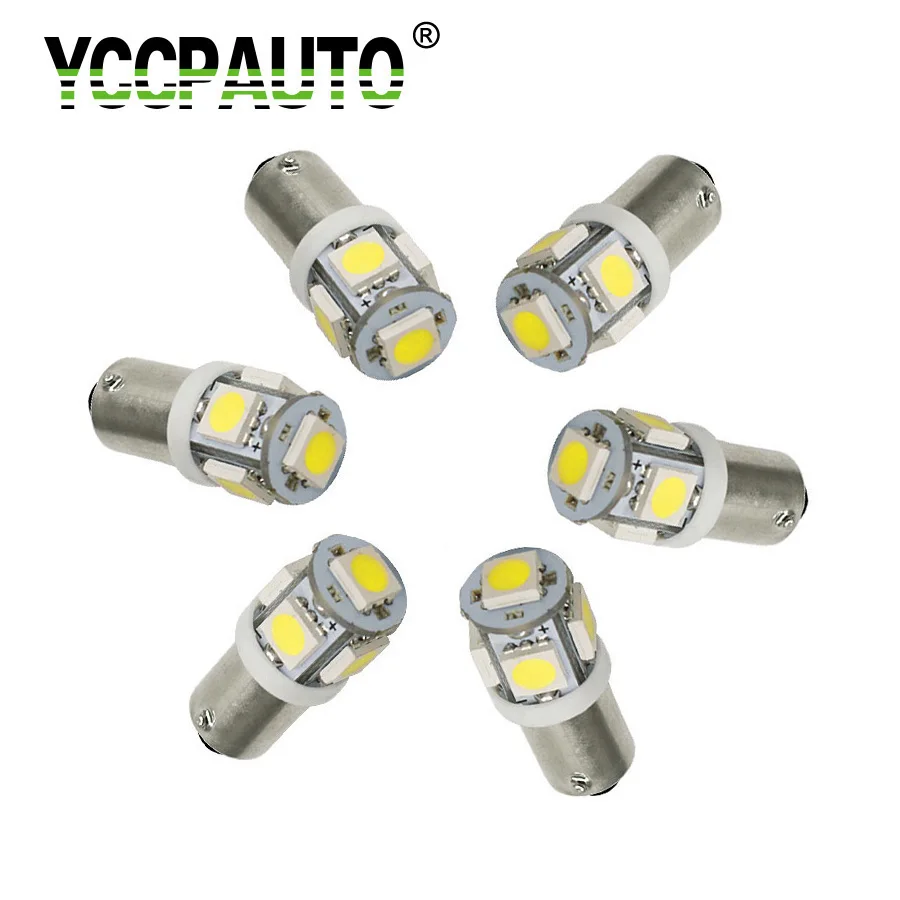 

YCCPAUTO BA9S LED Light White 5050 Car H6W T4W Wedge Map Bulb Interior Reading License Plate Lamp Backup Brake Lights 6PCS