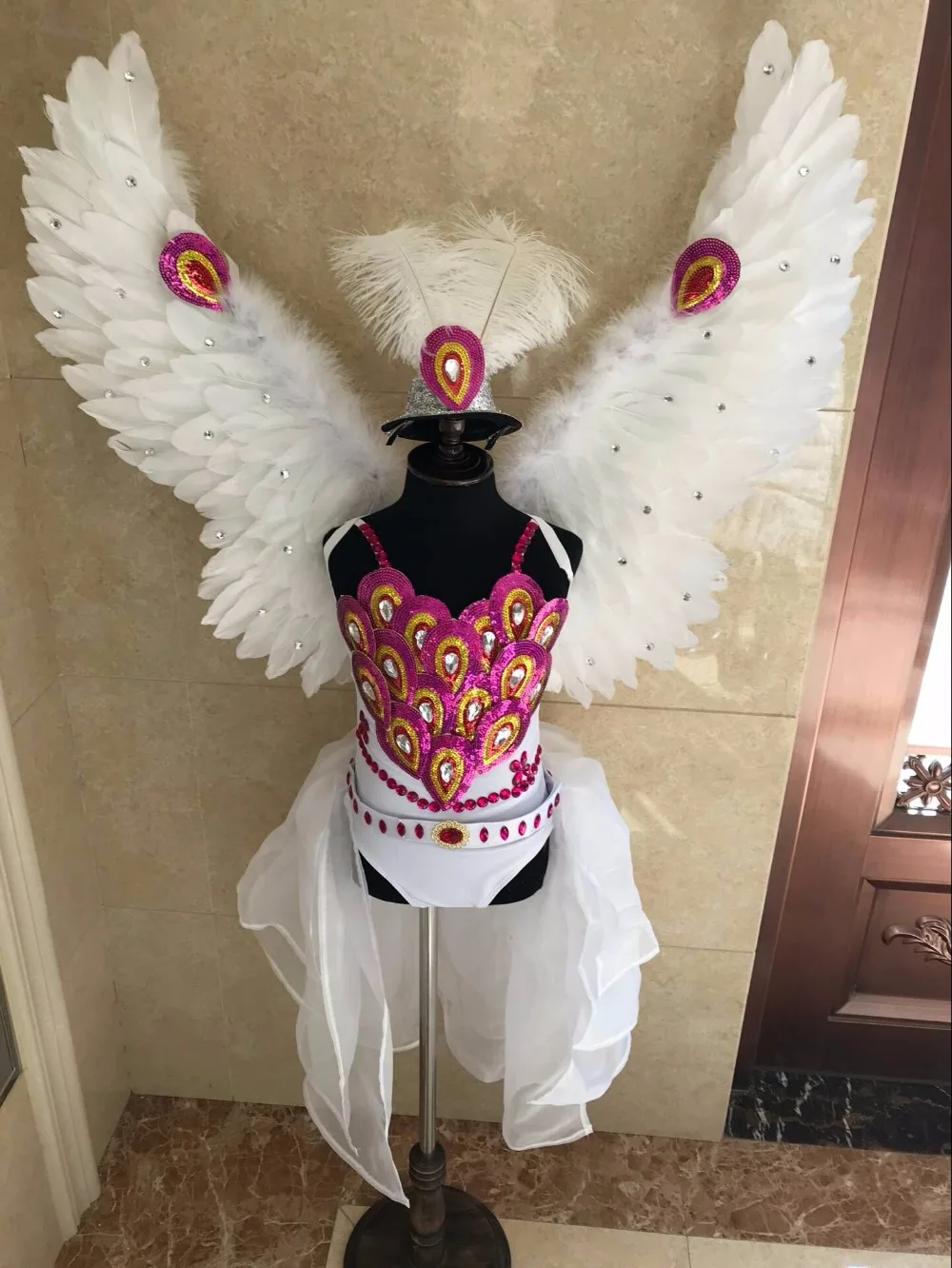 Перьевой креативный купальник плащ T станция служит сценические костюмы чаофу