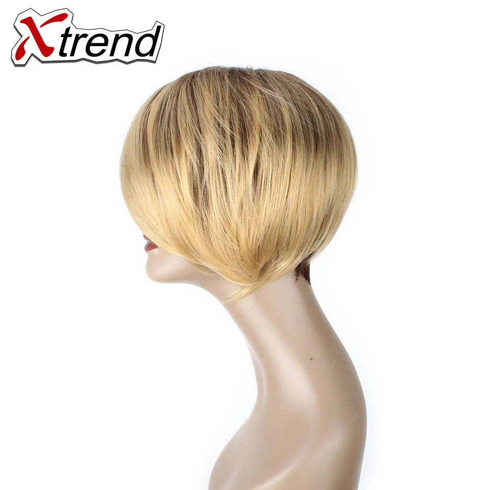 Короткий синтетический парик Xtrend прямые волосы для женщин Ombre блонд высокая