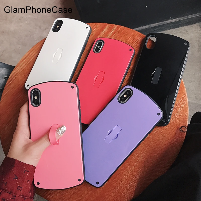 Однотонный чехол GlamPhoneCase с кольцом для iPhone 6 7 8 Plus X XR XS Max|Бамперы| |