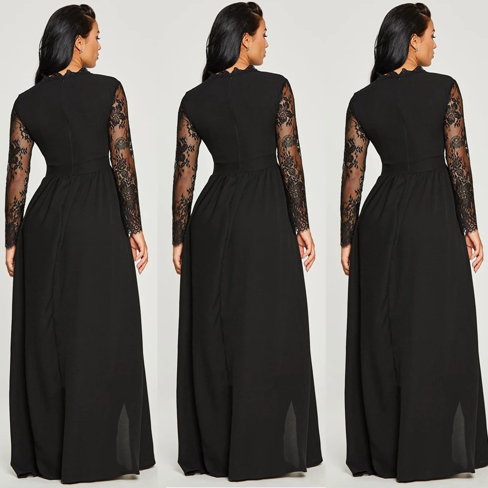 Boho Стиль женские длинные юбки Формальное длинное Вечеринка Разделение длинное кружевное платье с v-образной горловиной рукав Свадебные Юбки