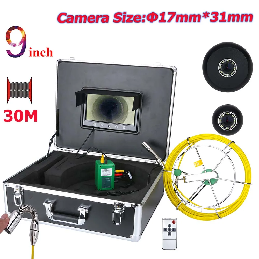 

MOUNTAINONE 9 inch HD 17mm Pipe Sewer Inspection Video Camera Drain Pipe Sewer Inspection Camera System 1000 TVL 20M 30M 40M 50M