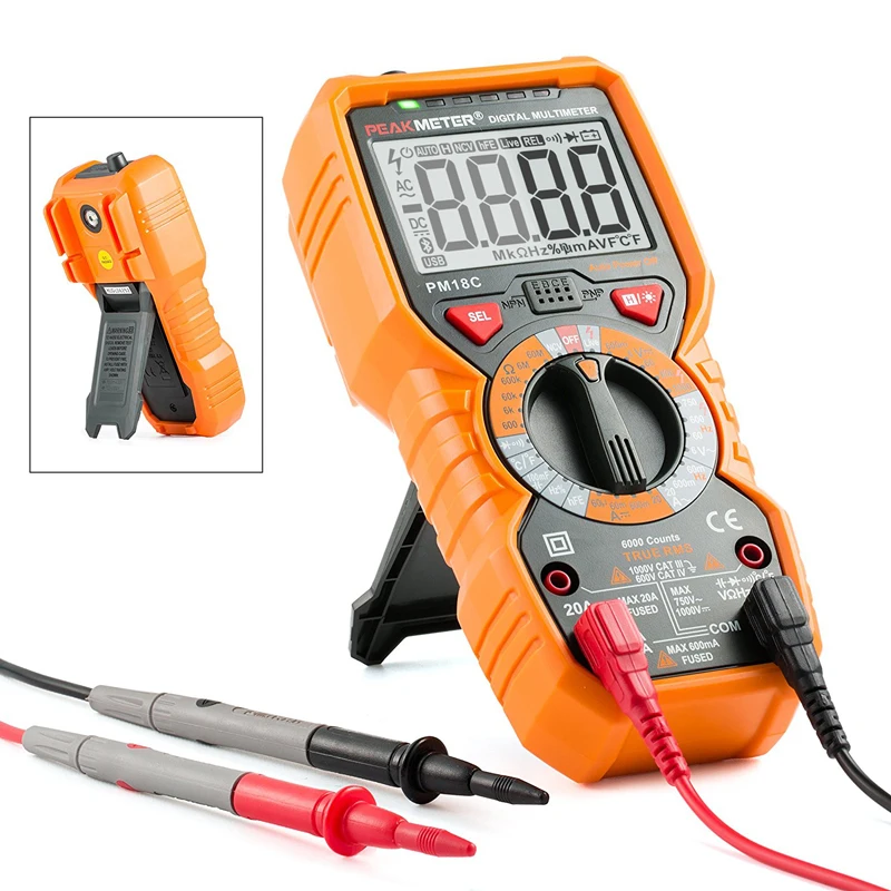 PEAKMETER PM18C Цифровой мультиметр 6000 Граф AC DC Вольт Ампер метр ом резистора