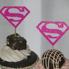 gold glitter Super Girl Cupcake Toppers birthday Wedding Bridal baby Shower Engagement Party Bachelorette   food picks