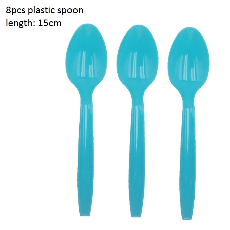 blue spoon Это мальчик девочка детская душевая Посуда декоративная бумага для вечеринок баннер соломинки салфетки пластиковая скатерть и набор столовых приборов - Цвет: blue spoon