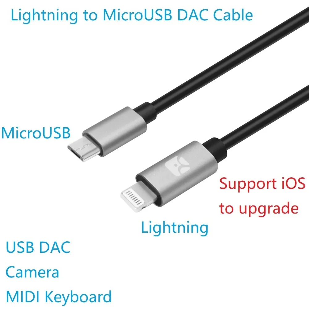 

Meenova Lightning-to-MicroUSB USB DAC OTG Cable for iPhone/iPad/iPod Chord Mojo Hugo Pha3 Fiio HiFi Oppo HA2 K5 Camera 15cm 1.2m