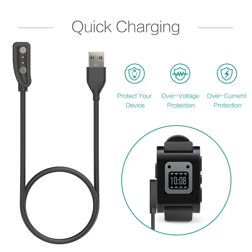 2 Pack Зарядное устройство для Pebble Classic 1 usb кабель зарядки 100 см аксессуары умных
