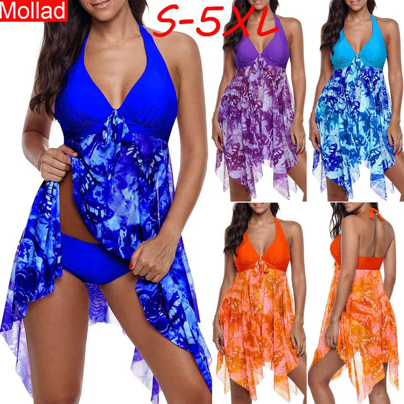 

2019 Mid Waist Summer Women Two Pieces Bikini Set Sexy Women Swimwear