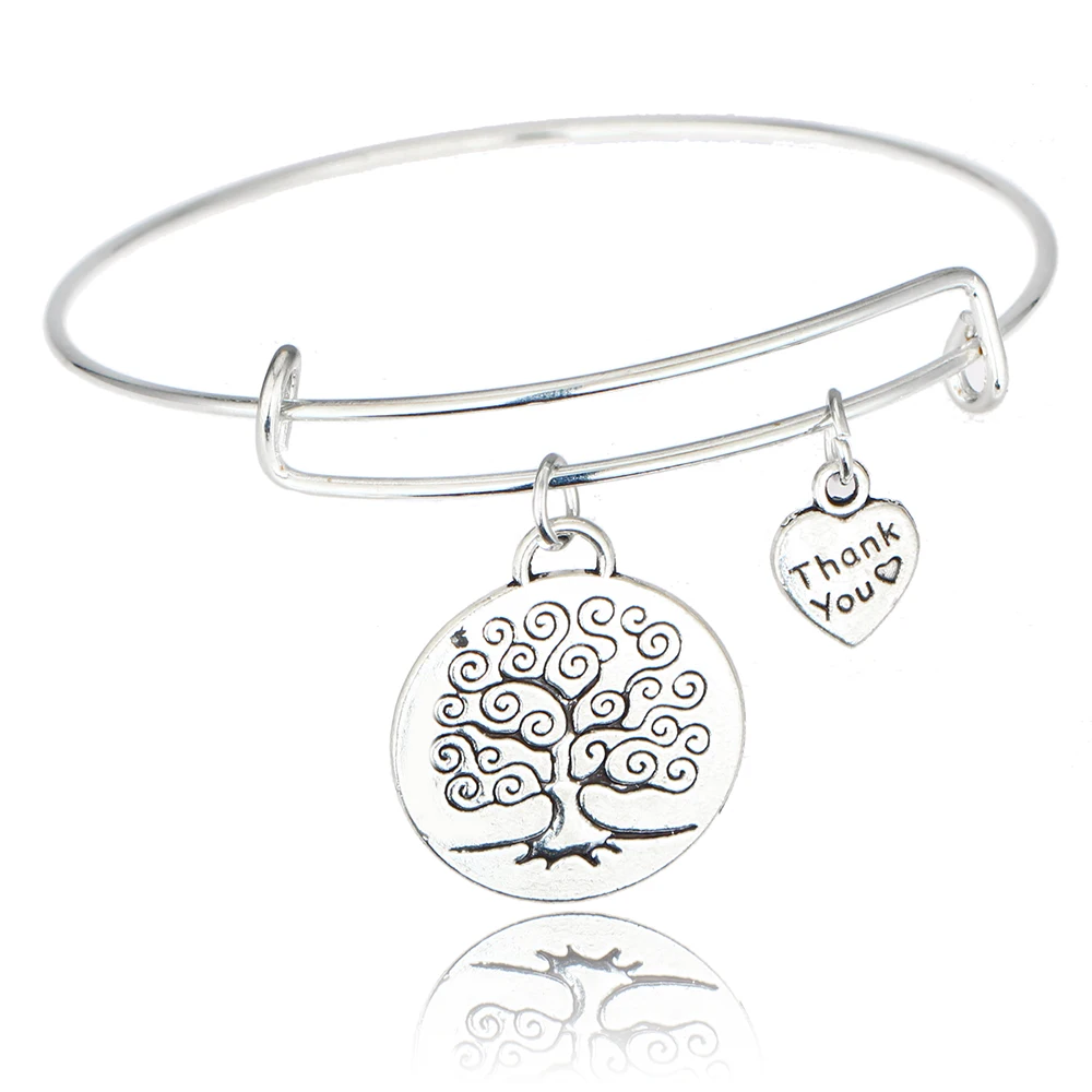Новое поступление браслет с надписью Life Tree Thank You Heart подвески Love Forever Family Gifts