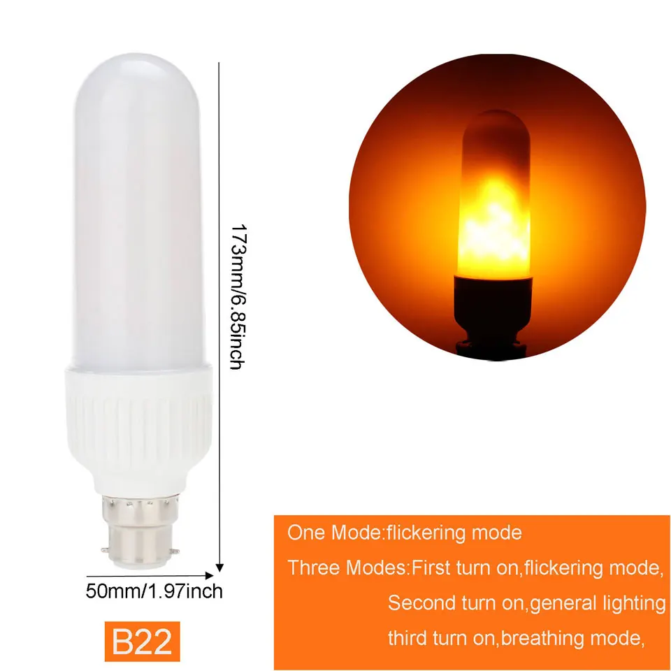 1 шт. светодиодный ная лампочка E27 E26 B22 5 Вт 2835 SMD 99LED s 1800K желтая Мерцающая пламя