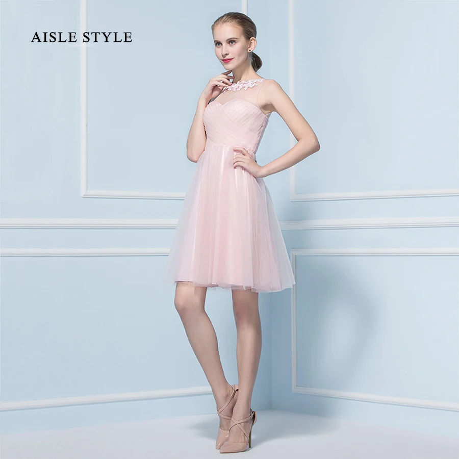 Aisle Style Junior Blush Pink Bridesmaid Dresses Short Maid of Honor Appliques Lace Vintage Dress for Country Wedding | Свадьбы и