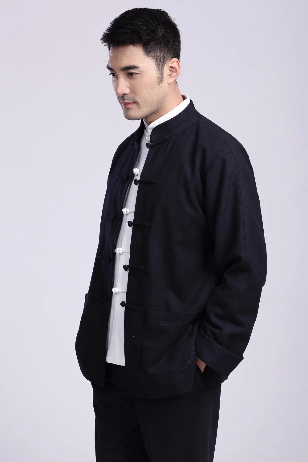 Шанхайская история Китайская традиционная Мужская куртка Кунг-фу пальто костюм