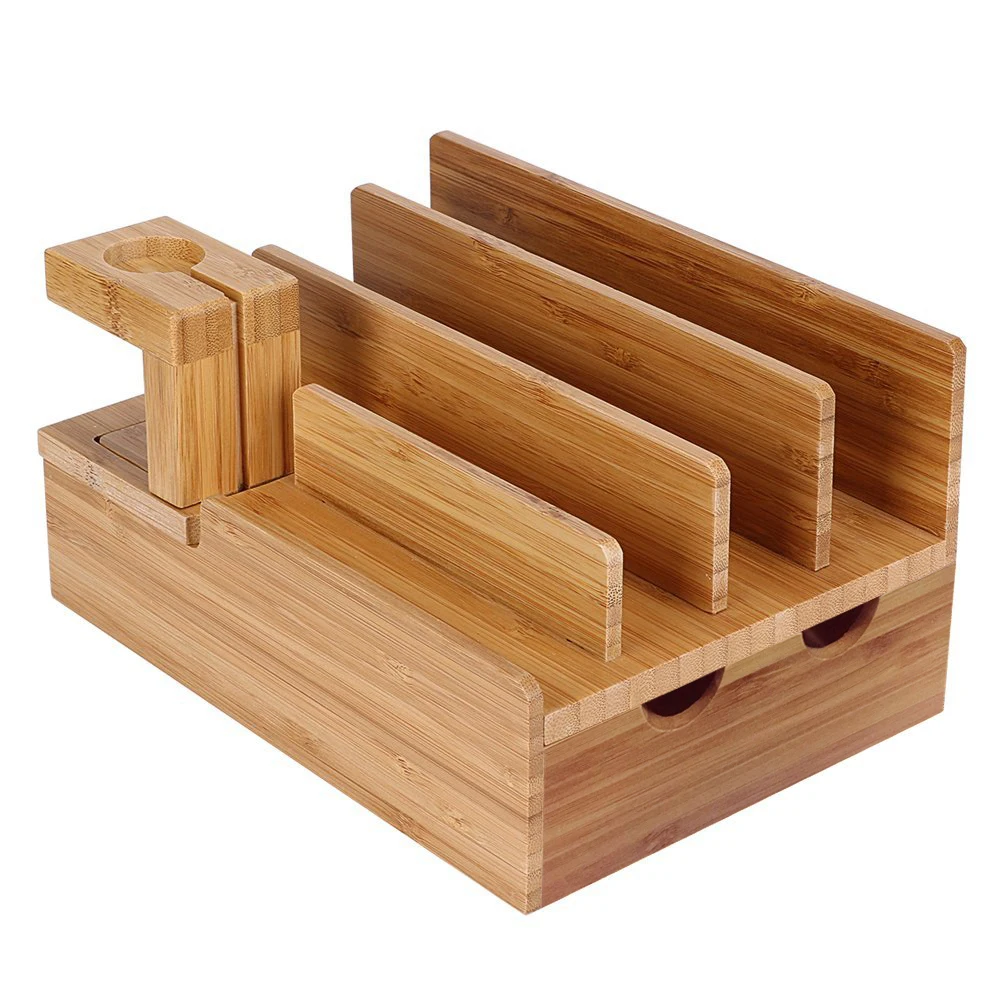 6 USB порт быстрое зарядное устройство настольная зарядная станция бамбук