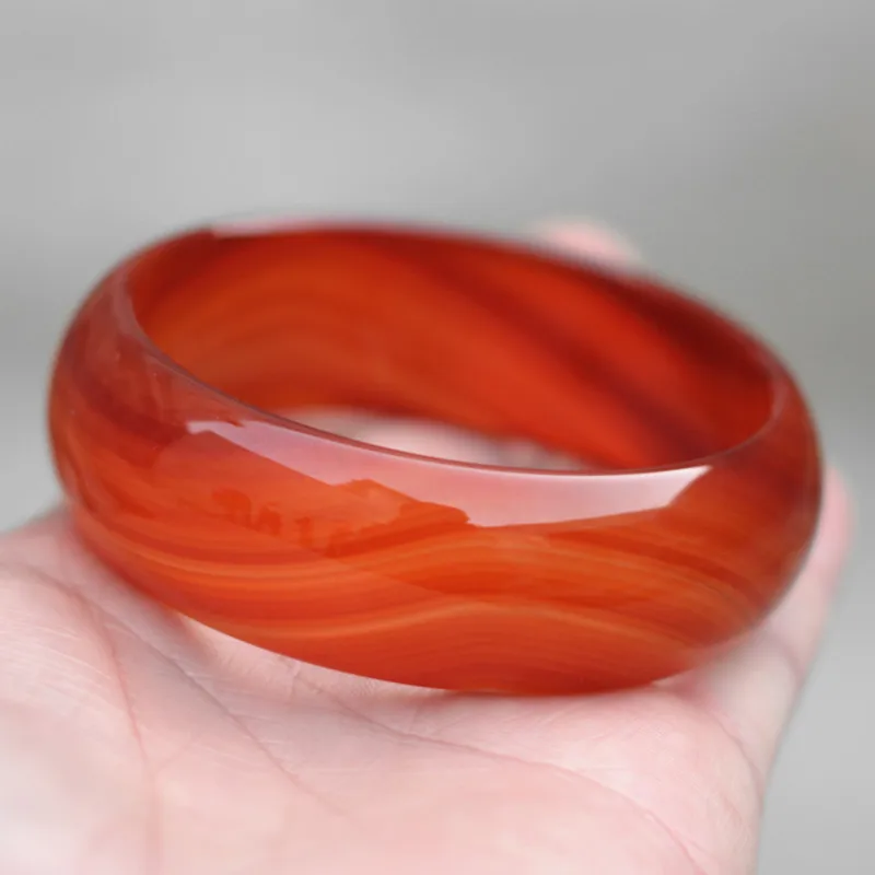 

Drop Shipping Natural Red Chalcedony Bangle Round Widened Bangle Bracelet Gift for women Fashion Jades Jewelry