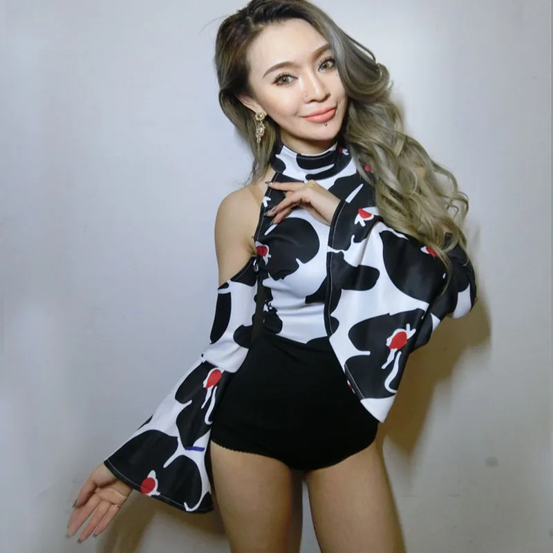 Черное боди джазовые танцевальные костюмы бар Dj танцоры сексуальный ночной клуб