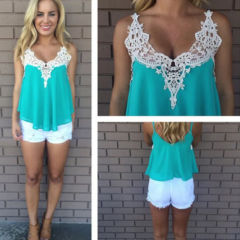 Летние женские топы пикантный жилет без рукавов с V-образным вырезом и ремешком