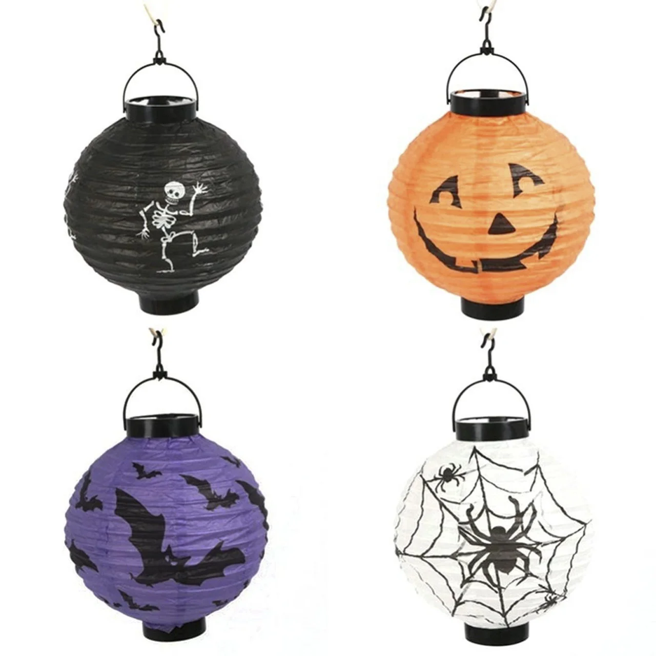 1 шт. Креативный светодиодный бумажный фонарь на Хэллоуин тыква паук летучая мышь