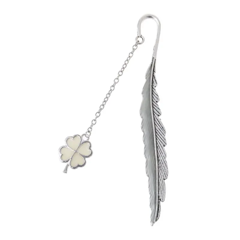 

Glow In The Dark Luminous Book Marker Creative Feather Clover Bookmark Label School Office Stationery
