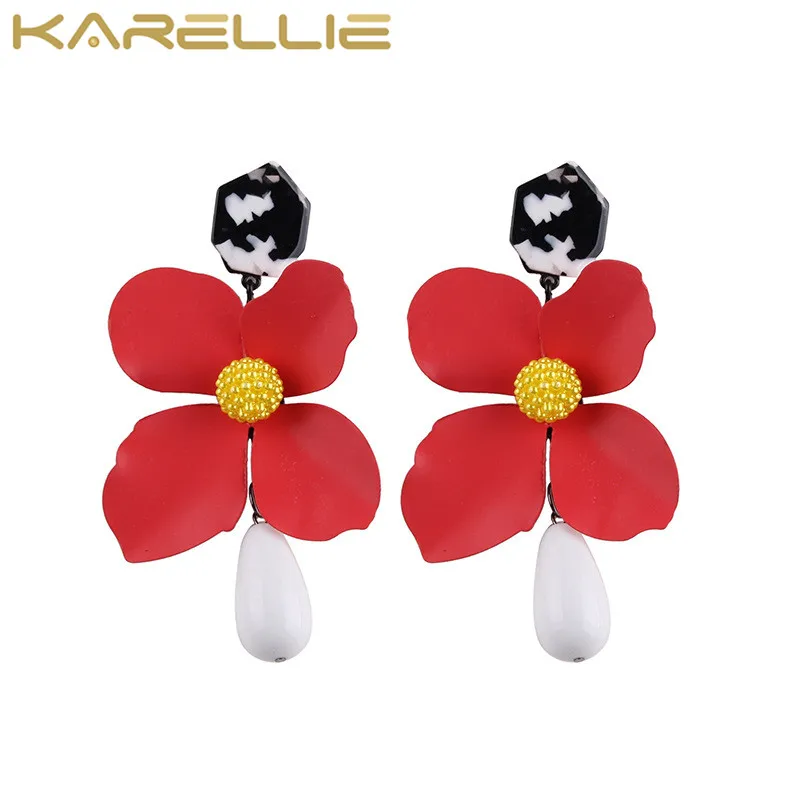 KARELLIE Новая мода цветок серьги Мода себе мотаться падение Для женщин оптовая