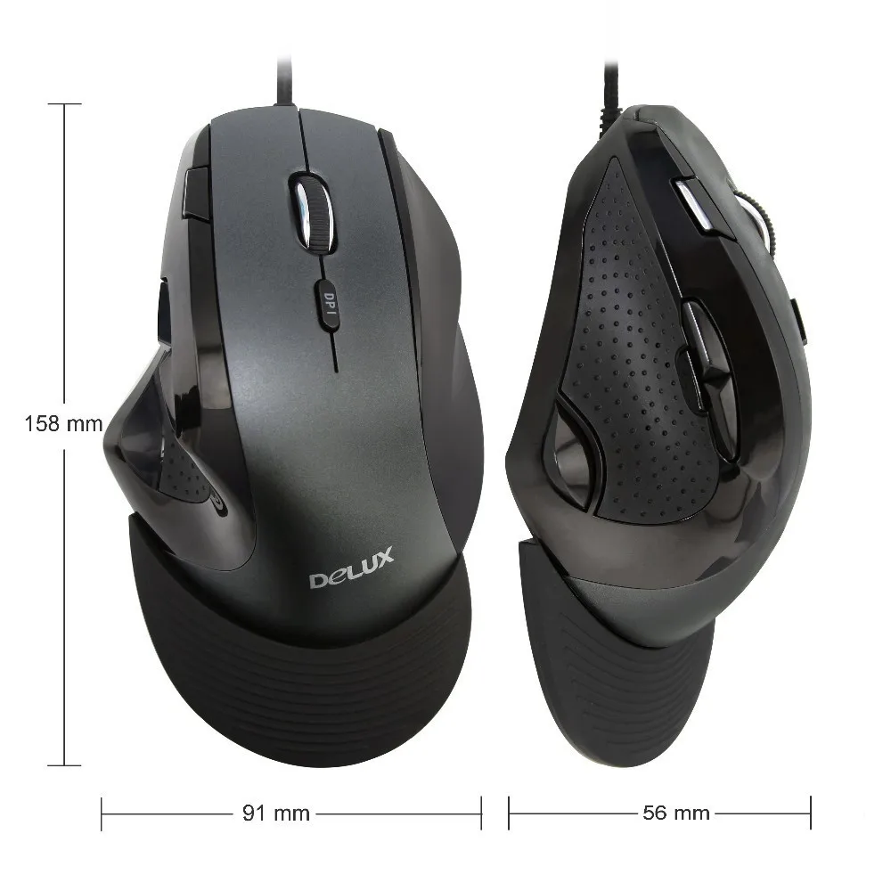 Delux M910BU вертикальная мышь 4000 dpi эргономичная Проводная игровая 9 кнопок