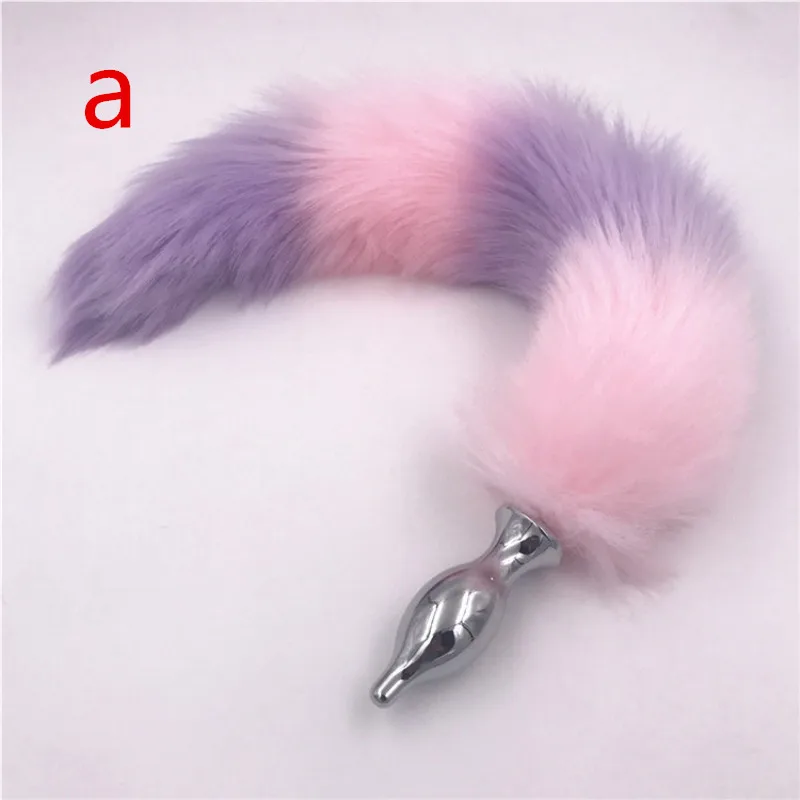 Anal Plug Fox Tail Stainless Steel Butt Plugs Pink Purple Plush Adult Products Dilator Sex Toys for Men Women H8-108F | Красота и