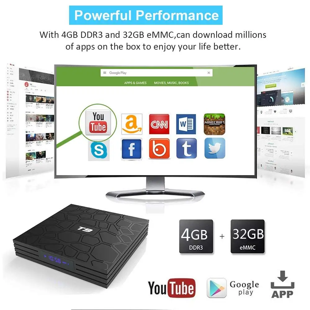 Оптовая продажа! Leelbox Android 8 1 ТВ коробка T9 4 Гб + 32 ГБ с двумя камерами процессор Rockchip