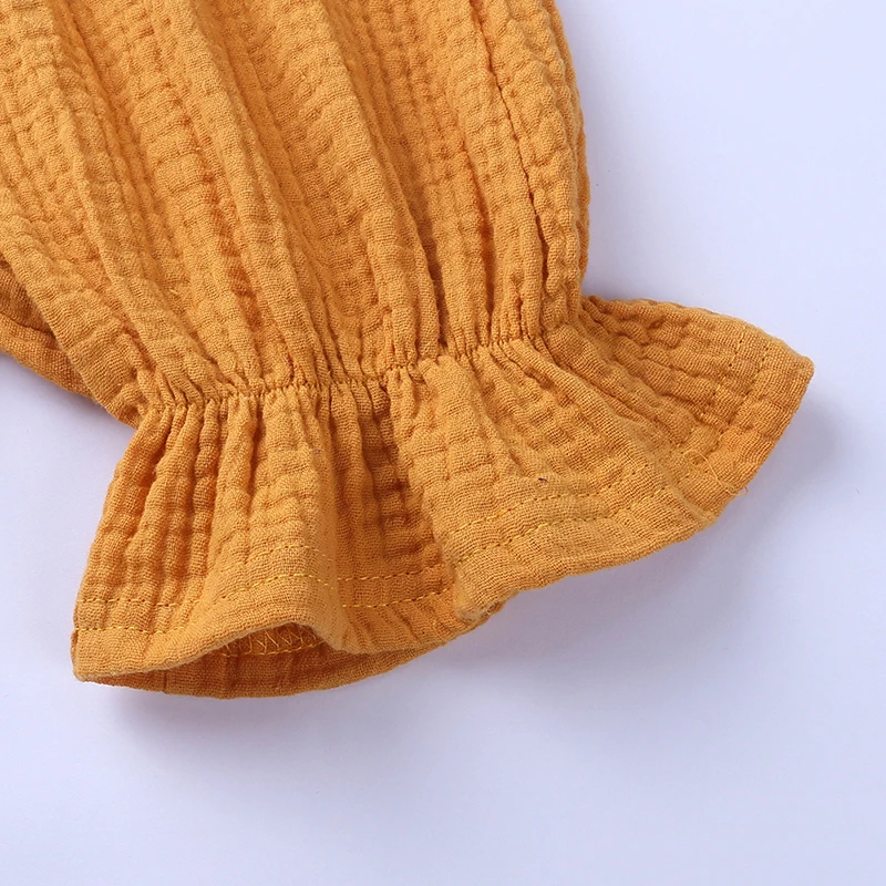 Льняные комбинезоны с оборками для маленьких мальчиков однотонные Комбинезоны