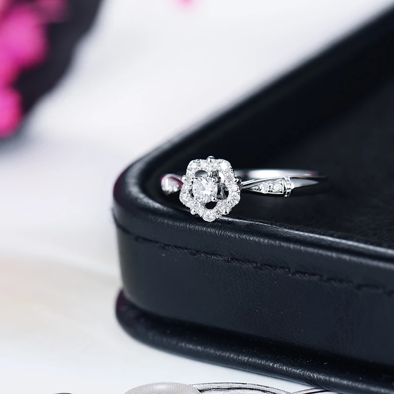 LANMI Настоящее твердое 18Kt Au750 Белое золото натуральный круглый 0.1ct SI уточнение алмаз обручальные кольца для женщин романтическое ювелирное изделие подарок