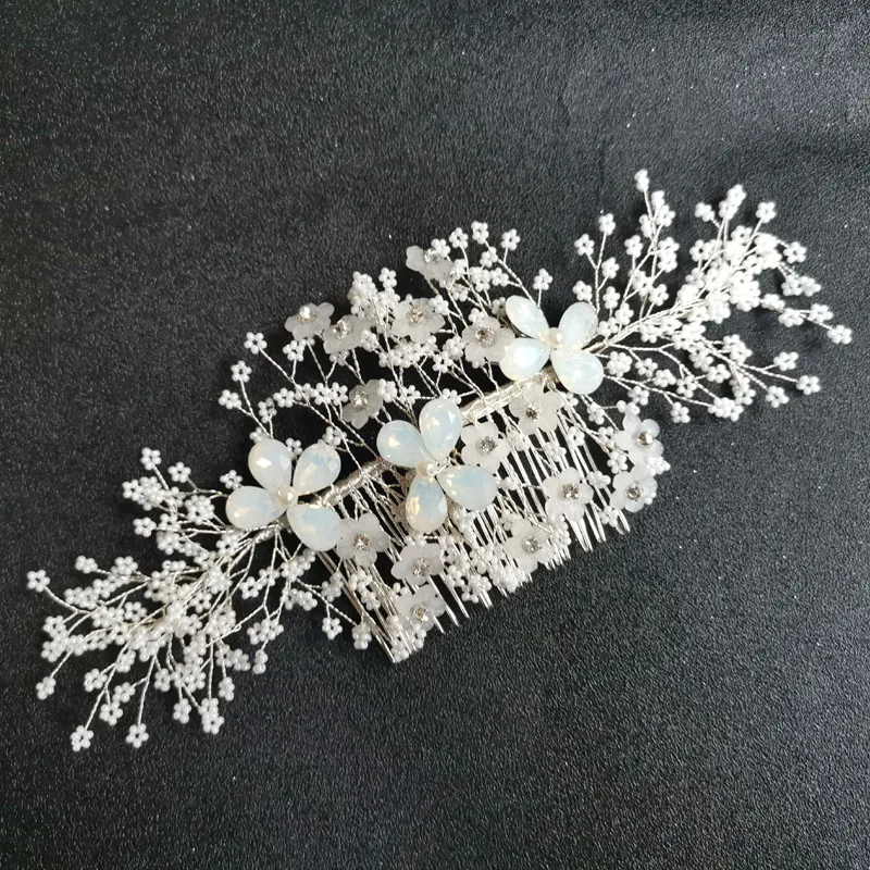 SLBRIDAL золотой ручной работы проводной кристалл стразы жемчуг цветок свадебная