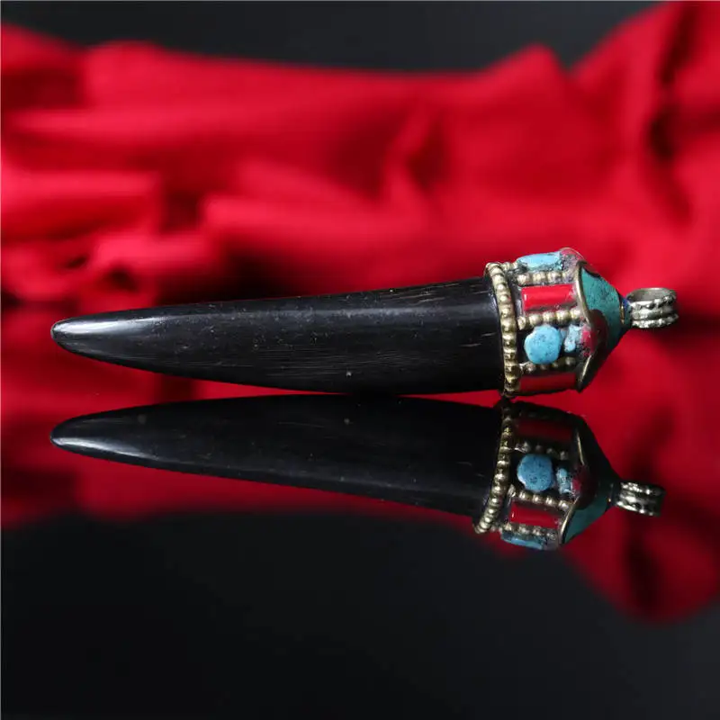 Тибетский Рог яка Fang Amulet Большие Подвески для мужчин распродажа TBP697 | Украшения и