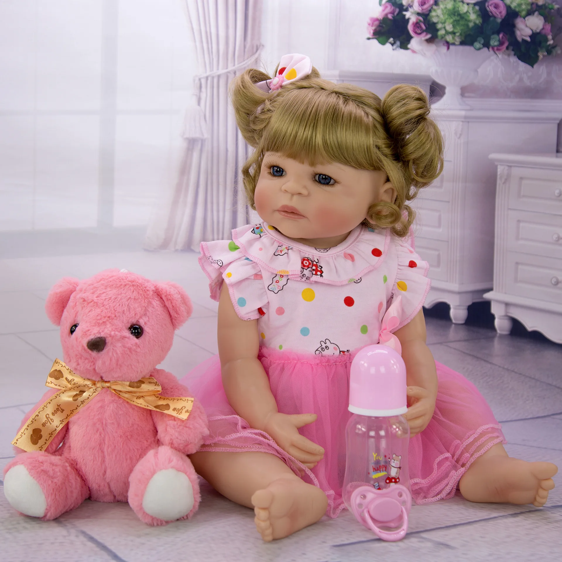 55 см Красивая кукла для девочки bebes Reborn Младенцы силиконовые виниловые Детские