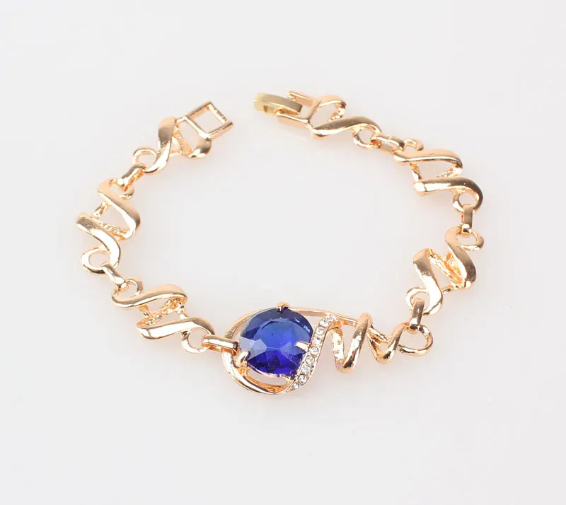 Модные Ювелирные наборы для женщин голубой циркон кулон ожерелье серьги браслет