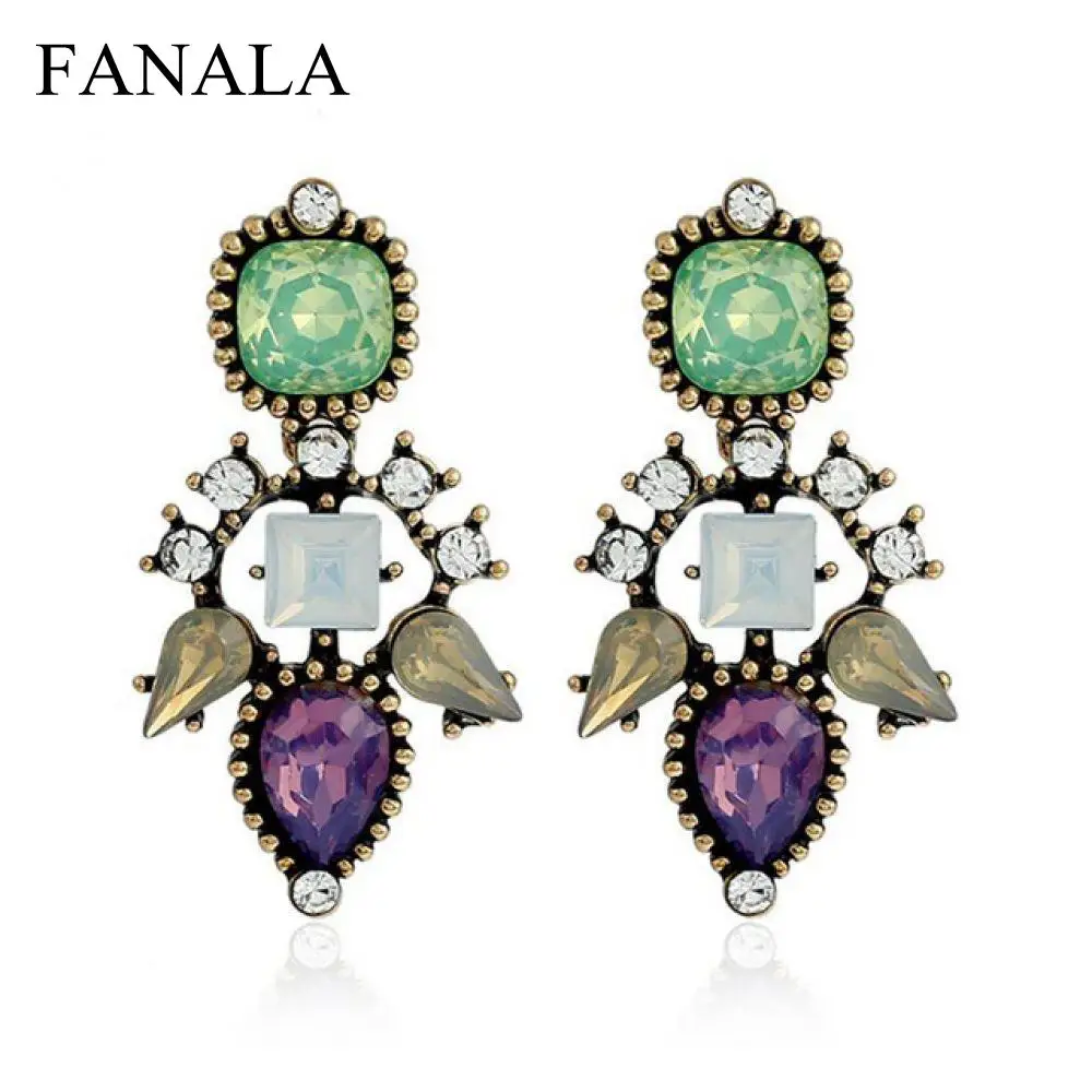 Gift Vintage Rhinestone One Women Earrings Crystal Dangle Ear etnico Hollow Pair brincos Geometric | Украшения и аксессуары