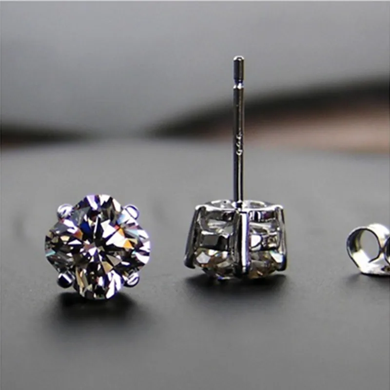 Серьги пусеты из стерлингового серебра оптовая продажа 2 карат синтетические