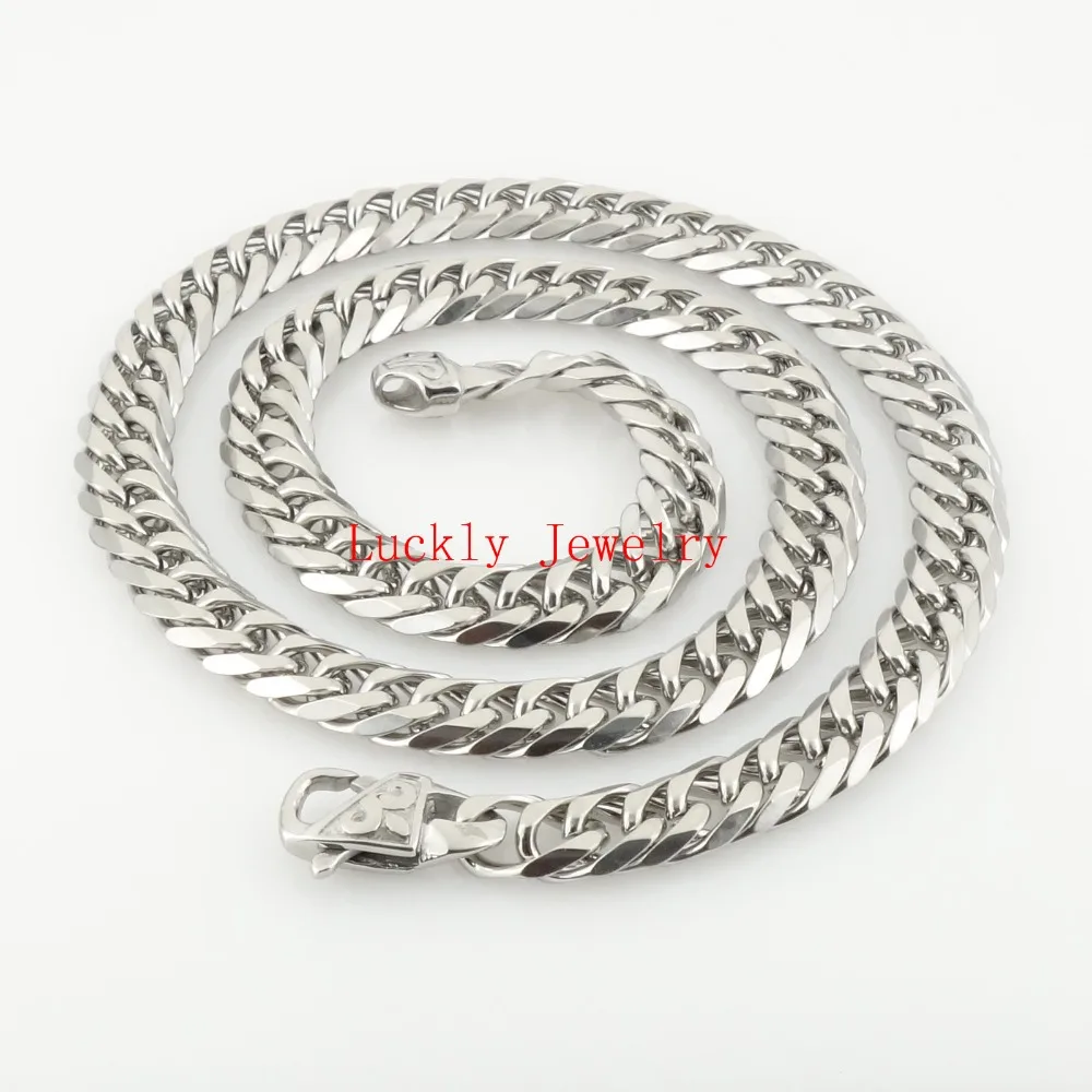 

Daily Deals 12mm/ 15mm 18''-36'' Polished 316L Stainless Steel Curb Chain Link Necklaces Amazing Fashion Men's Jewelry