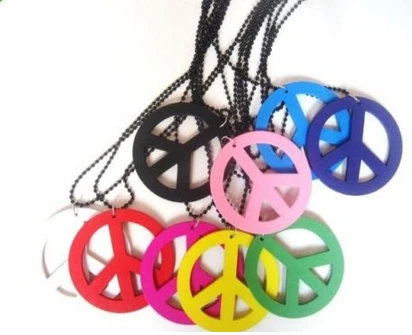 10 шт. винтажные разноцветные в стиле хип-хоп деревянные подвески виде знака мира