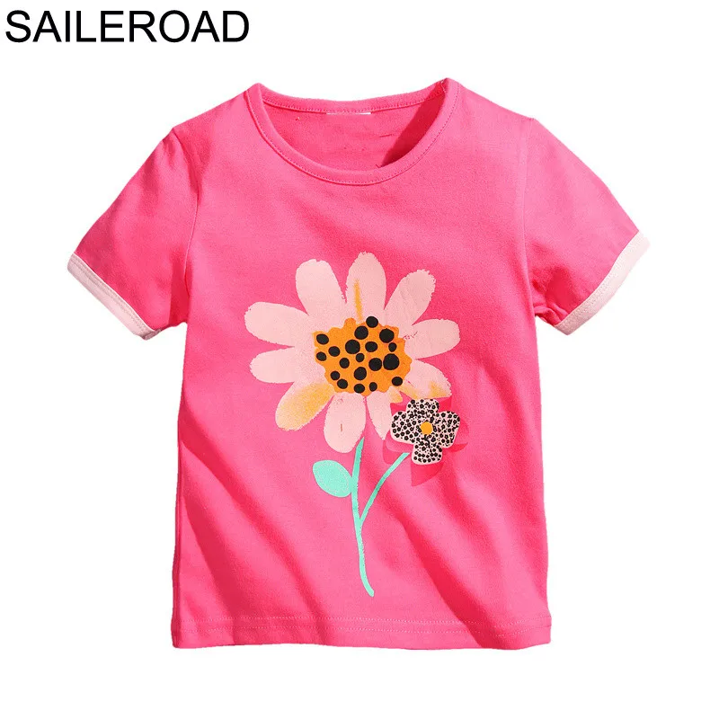 02 flower SAILEROAD/Летняя футболка для маленьких мальчиков 1-7 лет, Детская короткая одежда для мальчиков и девочек, хлопок, костюм с рисунком для маленьких детей - Цвет: 02 flower