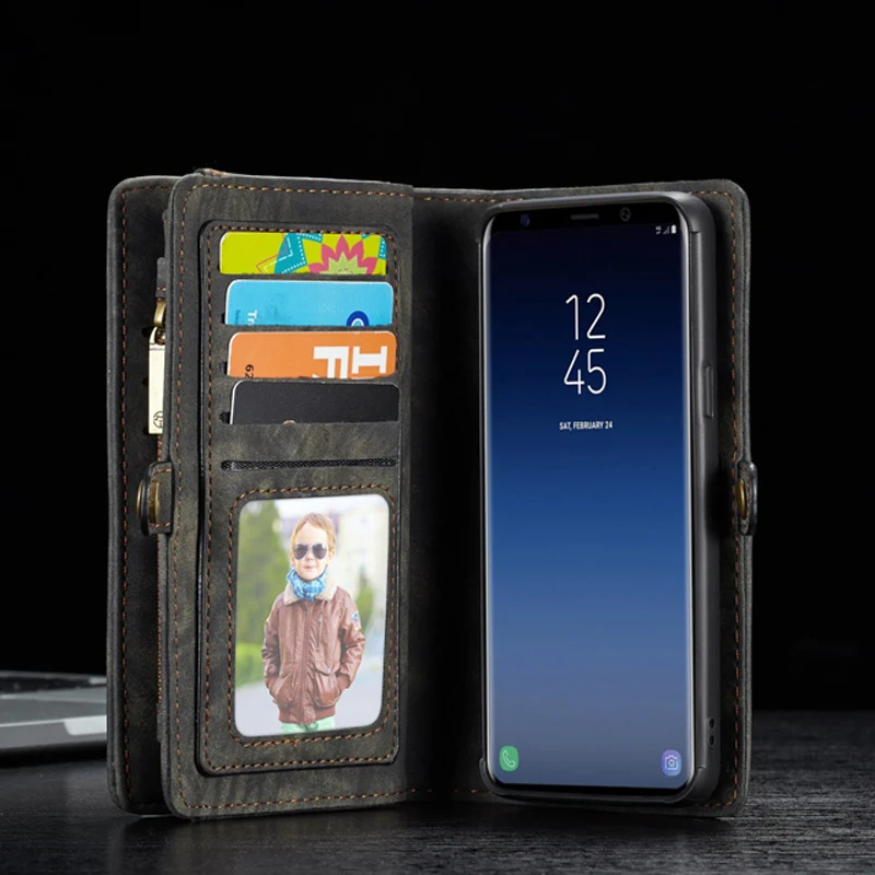 Чехол для Samsung Galaxy S9 Plus + G960F G965F чехлы телефонов роскошный кожаный чехол на молнии