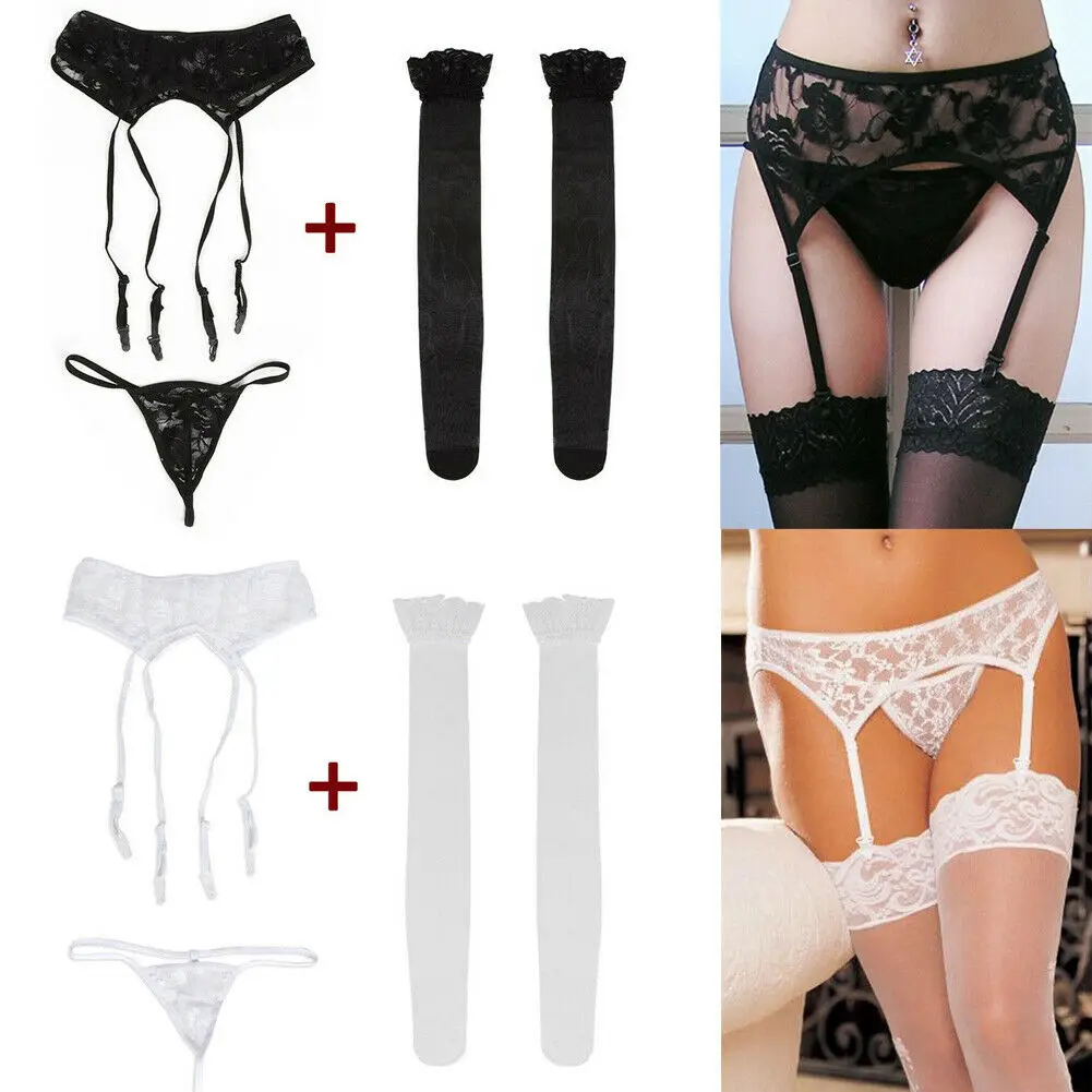 3 шт./компл. женское сексуальное нижнее белье Babydoll стринги + Подвязки Пояс чулки