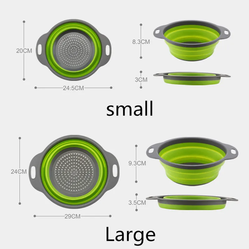 Складная Силиконовая дуршлаг корзина для мытья овощей и фруктов ситечко с ручкой