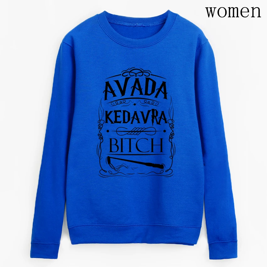 blue1 Хип-хоп дамские повседневные худи с круглым вырезом Avada Kedavra Толстовка с принтом Bitch осенние хипстерские флисовые пуловеры женские спортивные костюмы Прямая поставка - Цвет: blue1