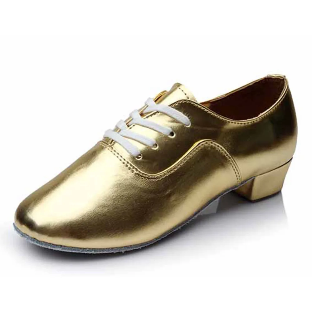 Men Latin Dance Shoes Ballroom Tango Dancing Shoes Children Boy 16CM-27.5CM Soft Patent Bright Wholesales Droppshopping Sales
