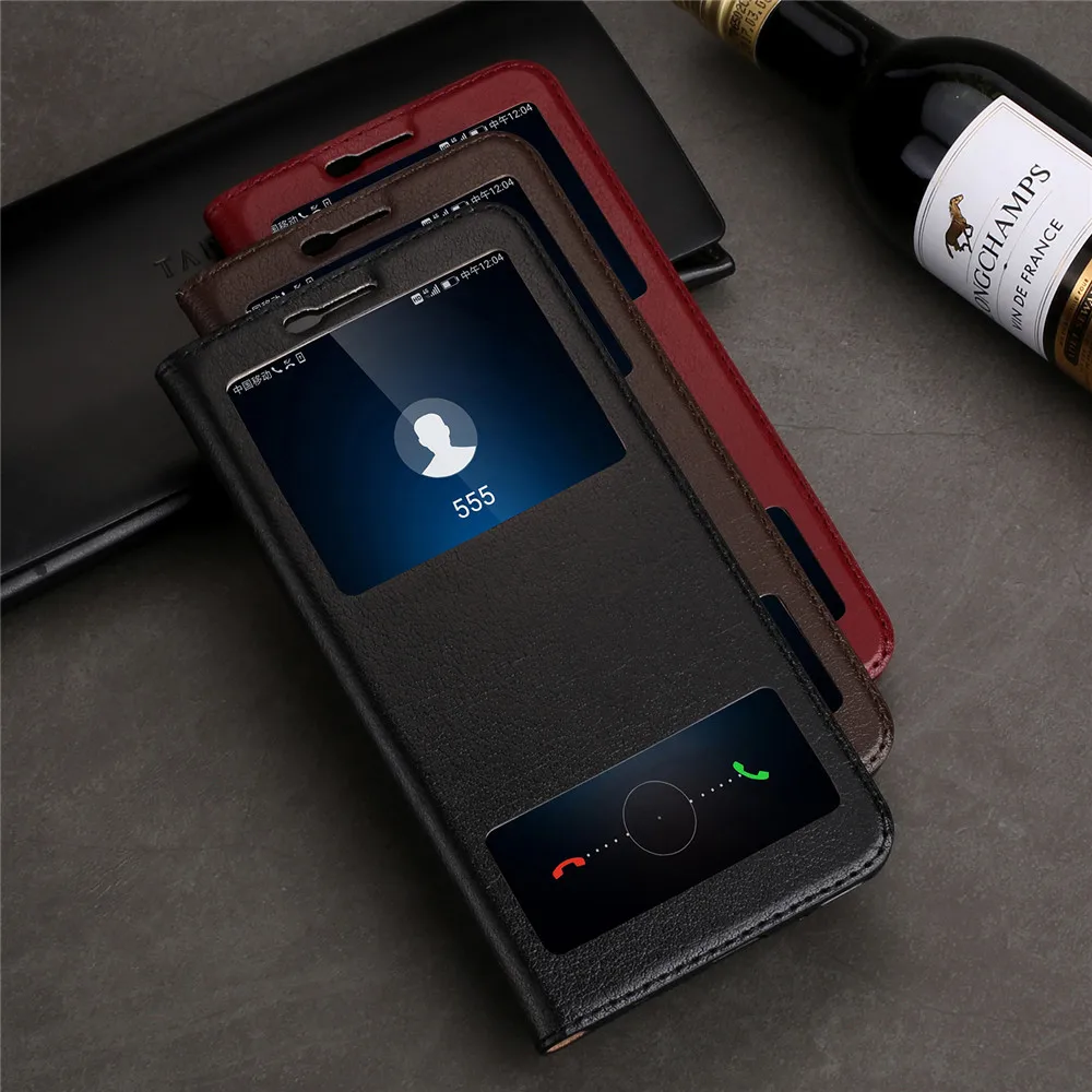 Чехол из натуральной кожи с откидной крышкой для huawei honor v10 чехол окошком задняя